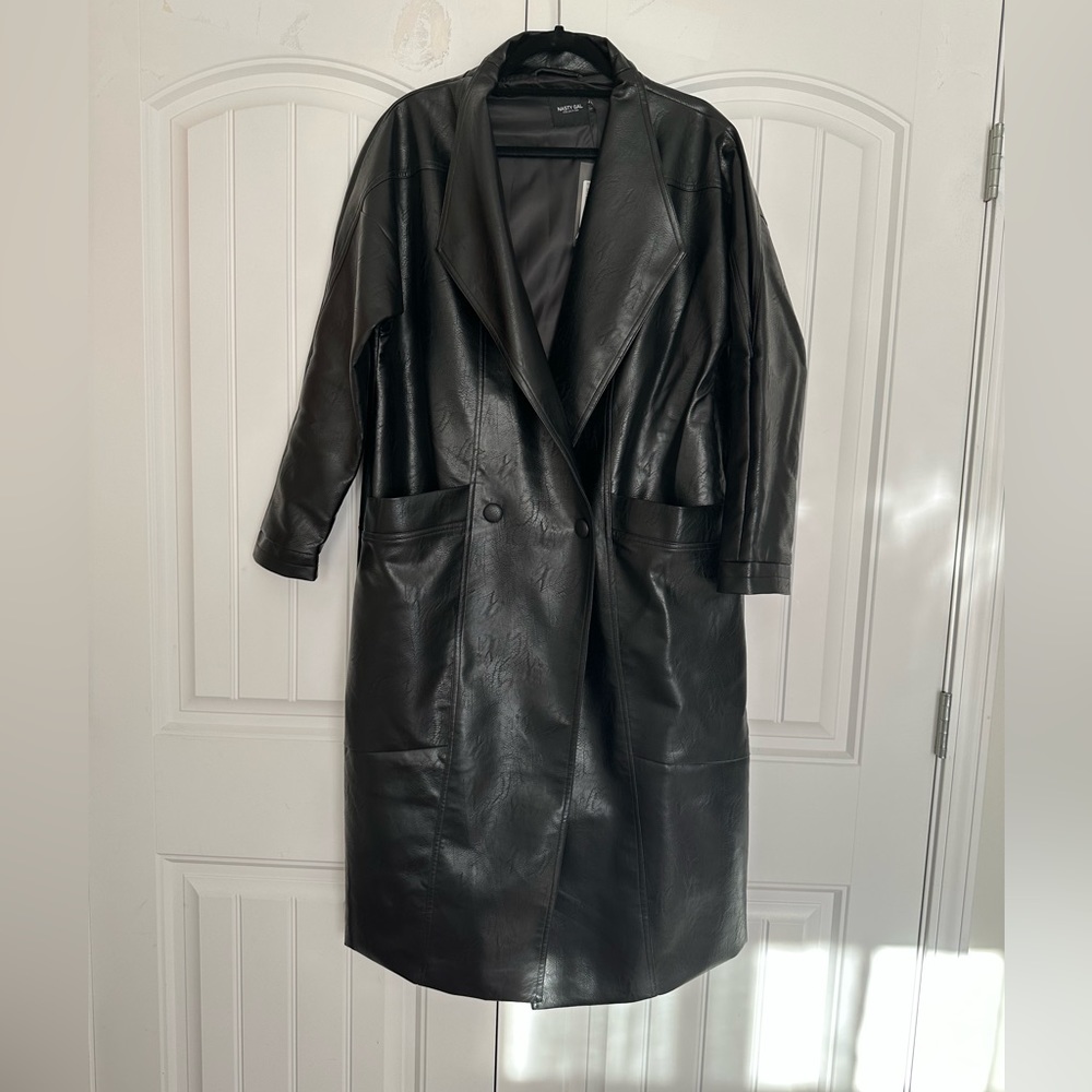Faux leather trench
